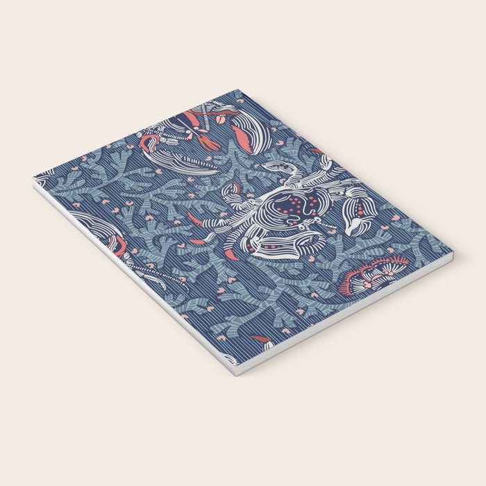 Lobster and crab coastal nostalgia navy Notebook Gallery Image 3