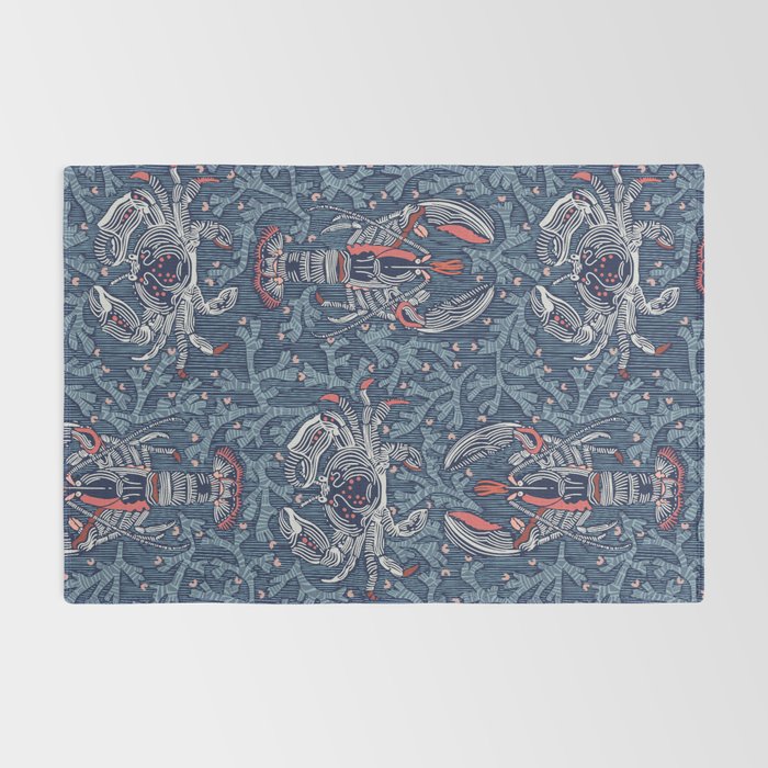 Lobster and crab coastal nostalgia navy Rug Gallery Image 2