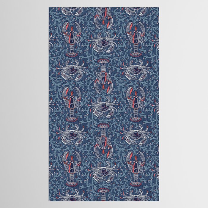 Lobster and crab coastal nostalgia navy Tablecloth Gallery Image 2