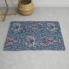 Lobster and crab coastal nostalgia navy Rug Gallery Image 1