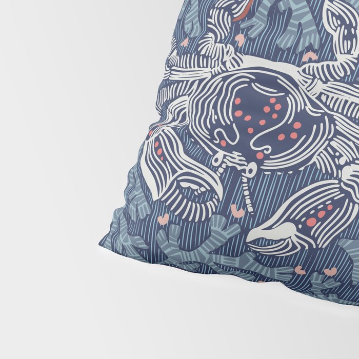 Lobster and crab coastal nostalgia navy Pillow Sham Gallery Image 4