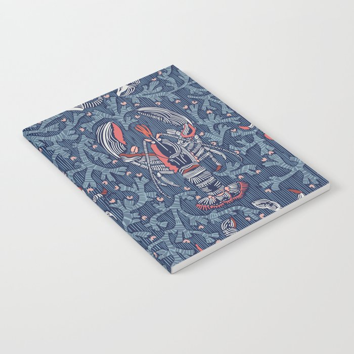 Lobster and crab coastal nostalgia navy Notebook Gallery Image 1