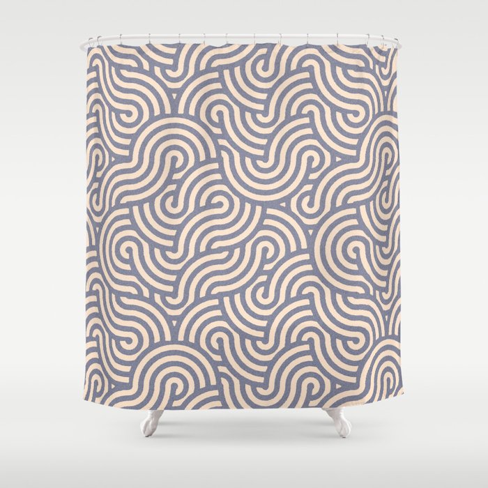 SWIRL Steel and Oat Shower Curtain Gallery Image 1