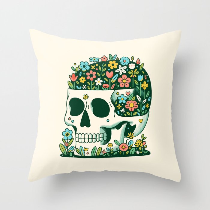 Skull Garden Throw Pillow Gallery Image 6