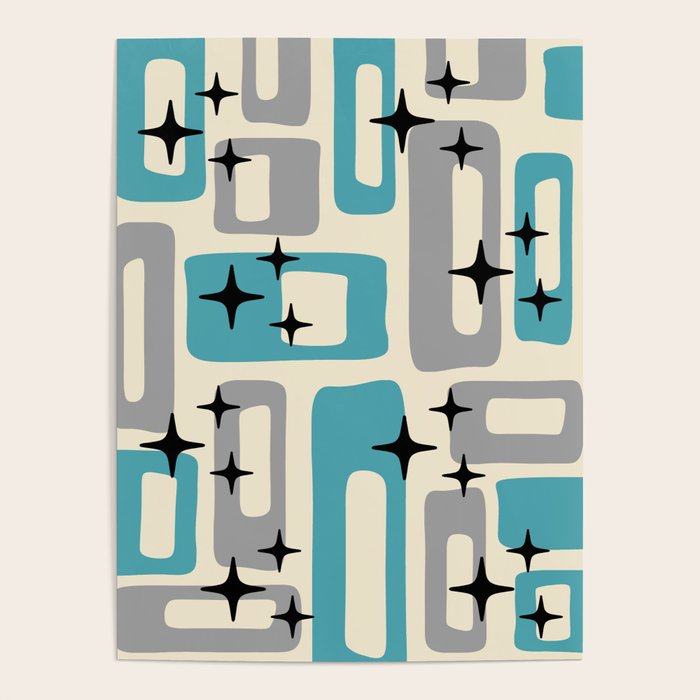 Mid Century Modern Decoration Kitsch 223 Blue and Gray Poster Gallery Image 4