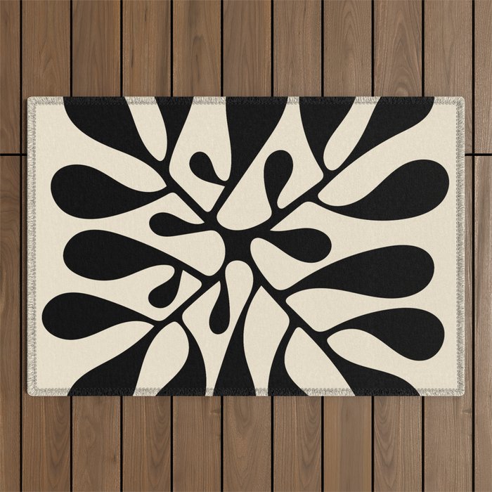 Matisse Inspired Abstract Cut Outs black Outdoor Rug Gallery Image 1