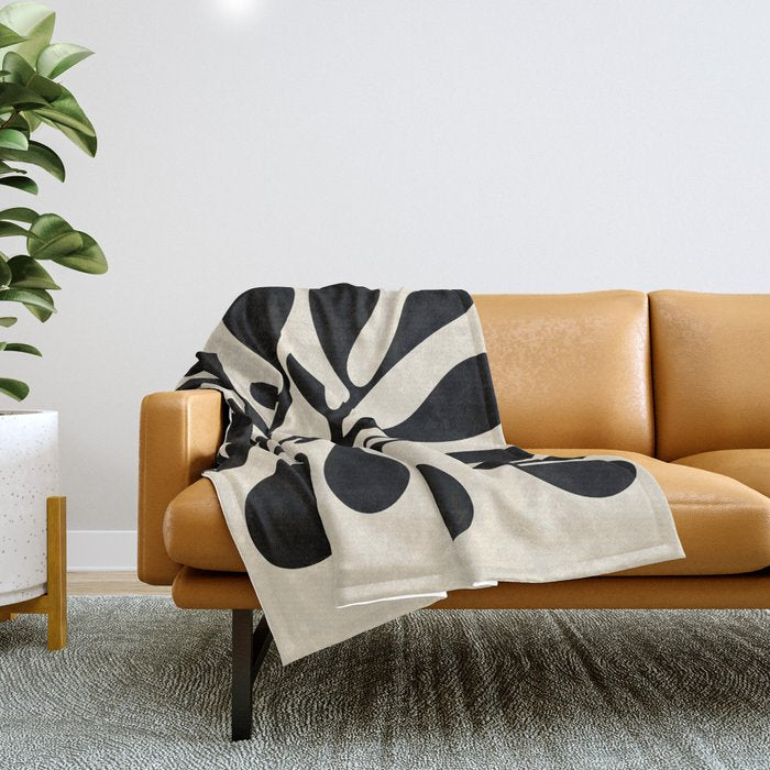 Matisse Inspired Abstract Cut Outs black Throw Blanket Gallery Image 1