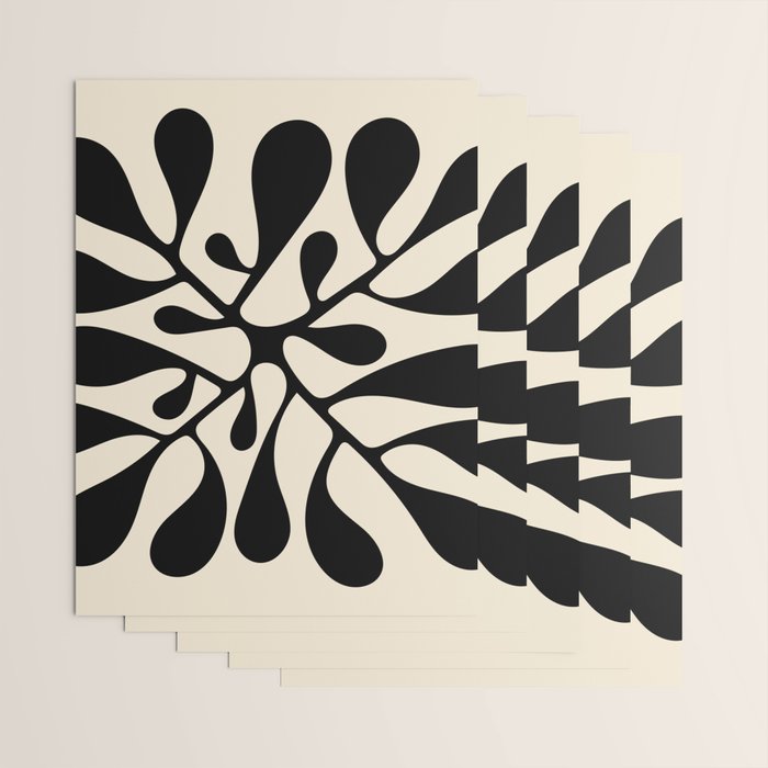 Matisse Inspired Abstract Cut Outs black Wrapping Paper Gallery Image 3