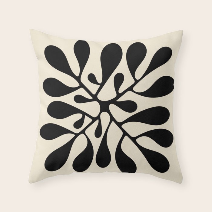 Matisse Inspired Abstract Cut Outs black Throw Pillow Gallery Image 1