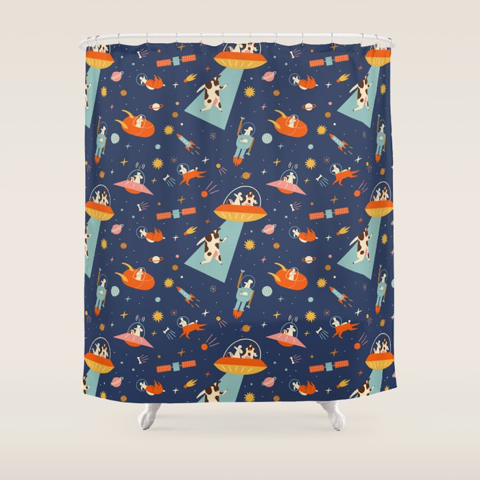 Cosmic dogs Shower Curtain Gallery Image 1