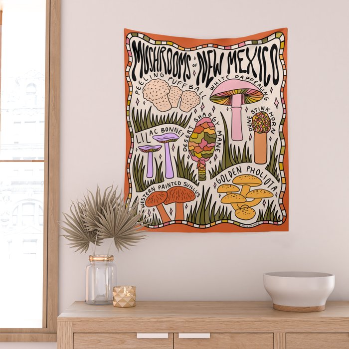 Mushrooms of New Mexico Wall Tapestry Gallery Image 2