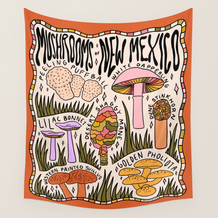 Mushrooms of New Mexico Wall Tapestry Gallery Image 4