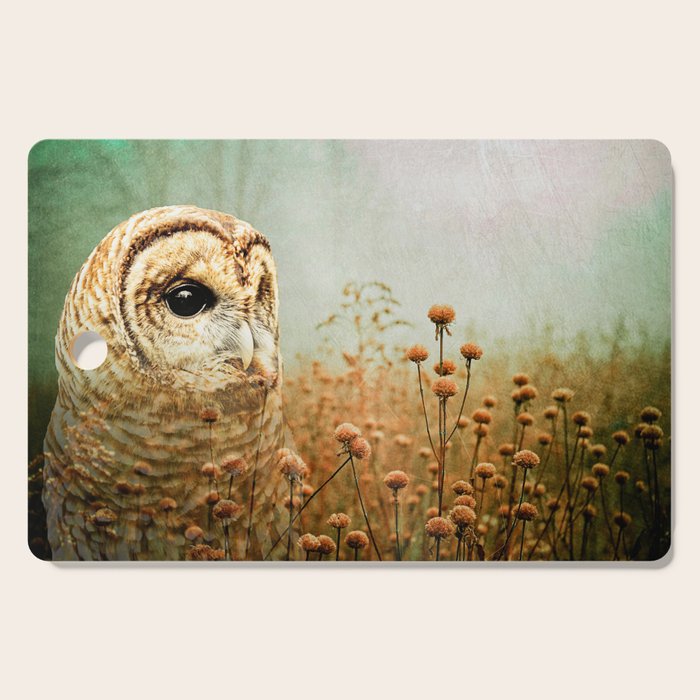 Barred Owl in Foggy Forest Cutting Board Gallery Image 1