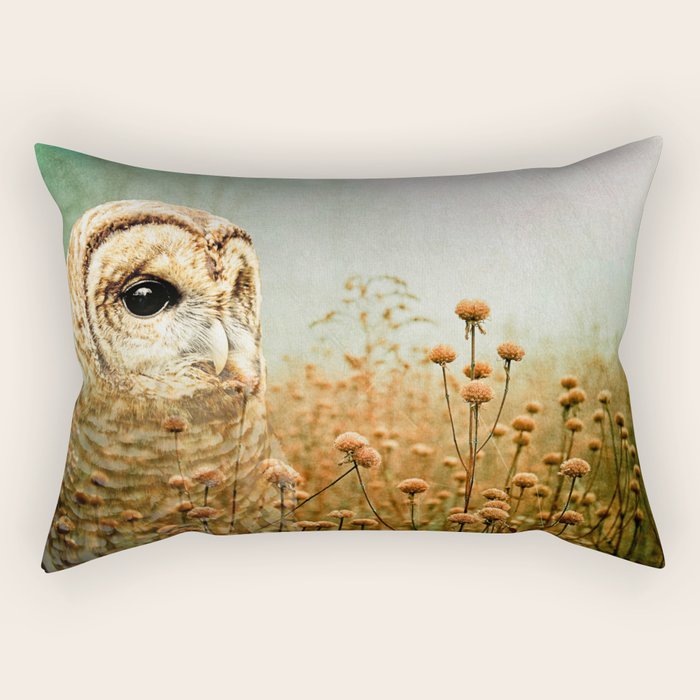 Barred Owl in Foggy Forest Rectangular Pillow Gallery Image 2