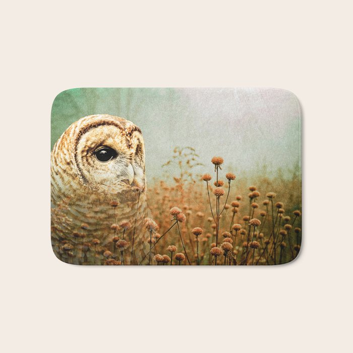 Barred Owl in Foggy Forest Bath Mat Gallery Image 1