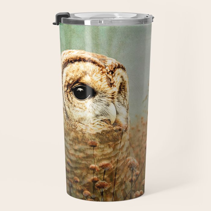 Barred Owl in Foggy Forest Travel Mug Gallery Image 3