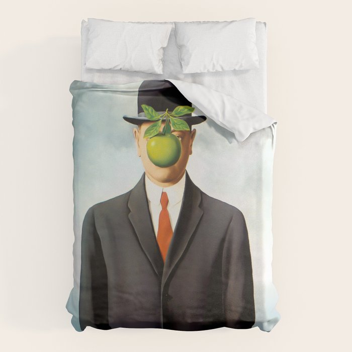 Rene Magritte The Son of Man, 1964 Artwork, Tshirts, Posters, Prints, Bags, Men, Women, Youth Duvet Cover Gallery Image 1