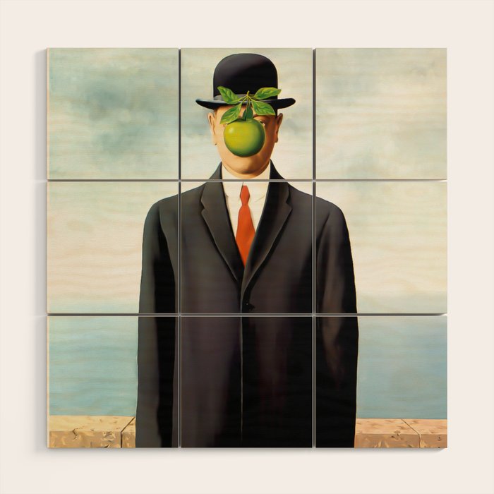 Rene Magritte The Son of Man, 1964 Artwork, Tshirts, Posters, Prints, Bags, Men, Women, Youth Wood Wall Art Gallery Image 1