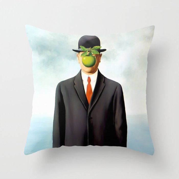 Rene Magritte The Son of Man, 1964 Artwork, Tshirts, Posters, Prints, Bags, Men, Women, Youth Throw Pillow Gallery Image 1