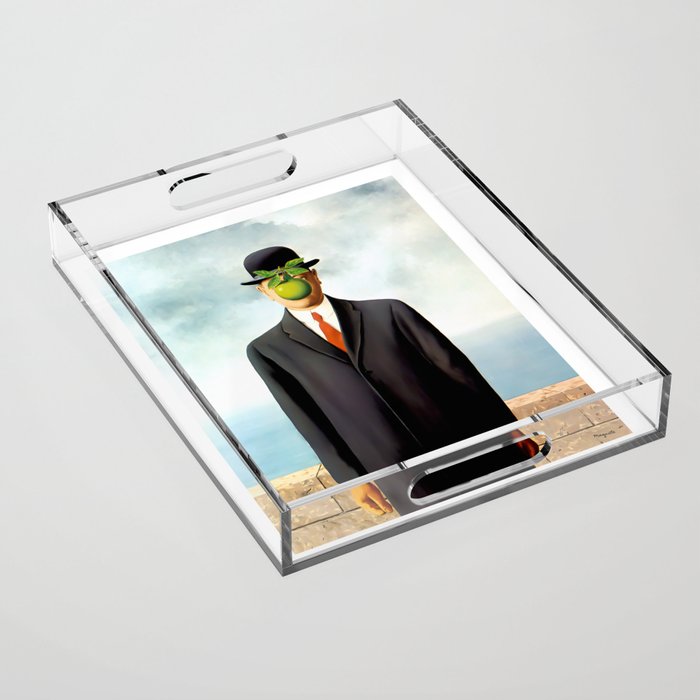 Rene Magritte The Son of Man, 1964 Artwork, Tshirts, Posters, Prints, Bags, Men, Women, Youth Acrylic Tray Gallery Image 1