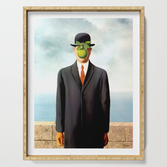 Rene Magritte The Son of Man, 1964 Artwork, Tshirts, Posters, Prints, Bags, Men, Women, Youth Serving Tray Gallery Image 1