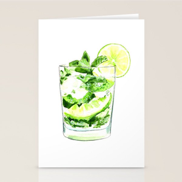 Cocktails. Mojito. Watercolor Painting. Stationery Card Gallery Image 2