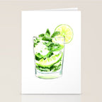 Cocktails. Mojito. Watercolor Painting. Stationery Card Gallery Image 2