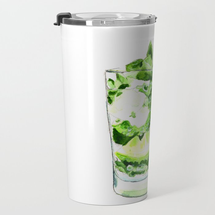 Cocktails. Mojito. Watercolor Painting. Travel Mug Gallery Image 3