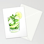 Cocktails. Mojito. Watercolor Painting. Stationery Card Gallery Image 2