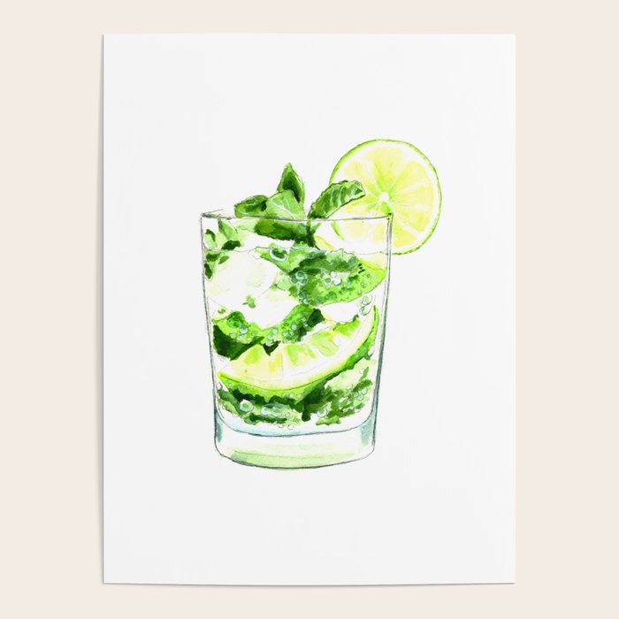 Cocktails. Mojito. Watercolor Painting. Poster Gallery Image 4