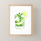 Cocktails. Mojito. Watercolor Painting. Mini Art Print Gallery Image 1