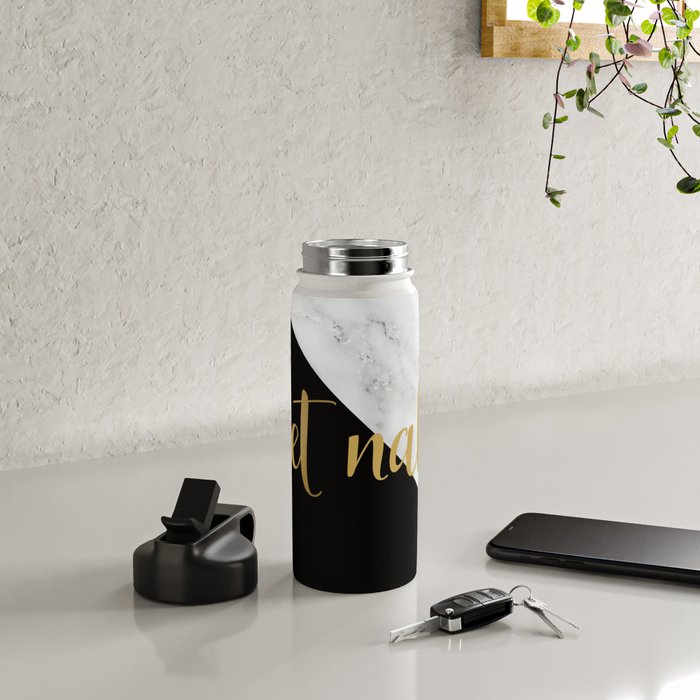 Get Naked, Bathroom Art, Meme, Black and White Marble Water Bottle Gallery Image 4