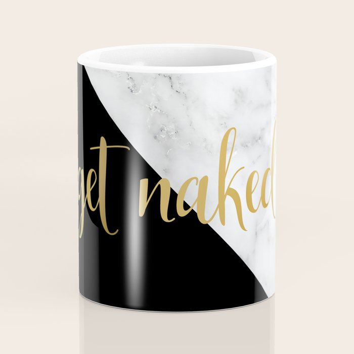 Get Naked, Bathroom Art, Meme, Black and White Marble Coffee Mug Gallery Image 4