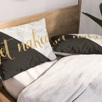 Get Naked, Bathroom Art, Meme, Black and White Marble Pillow Sham Gallery Image 2