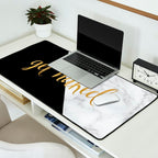 Get Naked, Bathroom Art, Meme, Black and White Marble Desk Mat Gallery Image 2