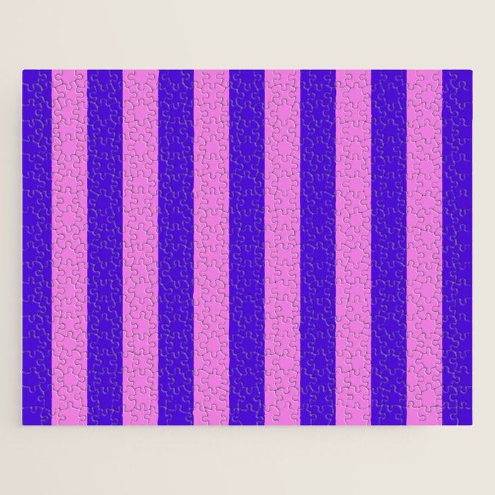 Vivid Stripes Pink and Blue Pattern Jigsaw Puzzle Gallery Image 1