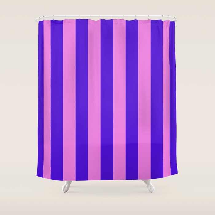 Vivid Stripes Pink and Blue Pattern Shower Curtain Gallery Image 1