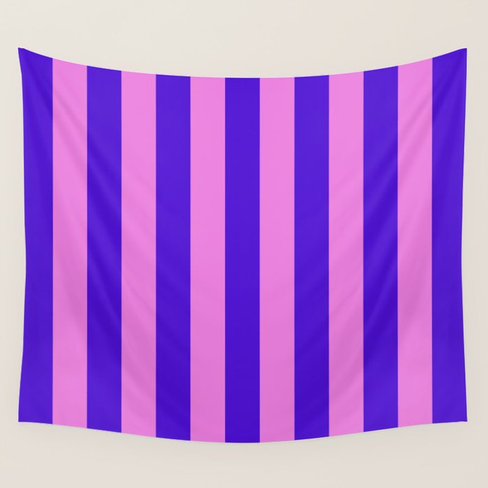 Vivid Stripes Pink and Blue Pattern Wall Tapestry Gallery Image 4