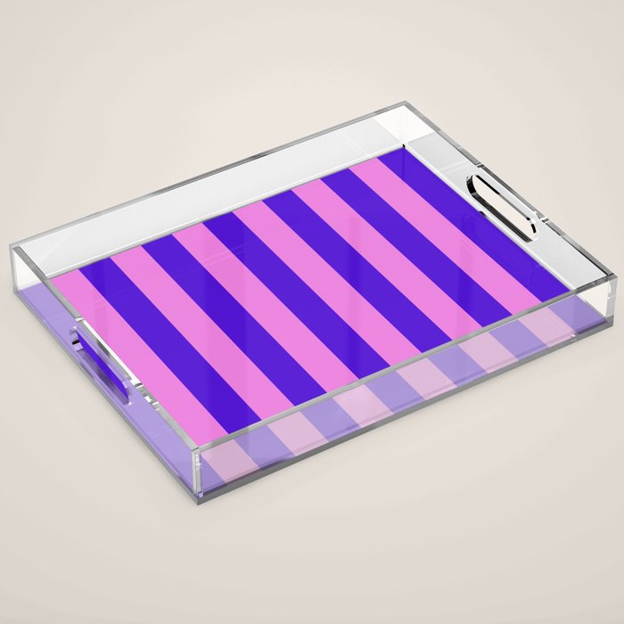 Vivid Stripes Pink and Blue Pattern Acrylic Tray Gallery Image 1