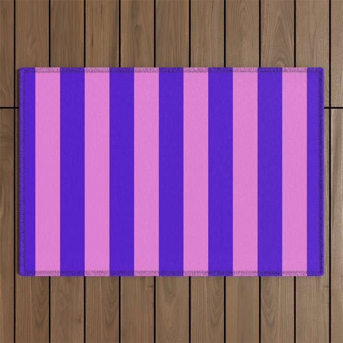 Vivid Stripes Pink and Blue Pattern Outdoor Rug Gallery Image 1