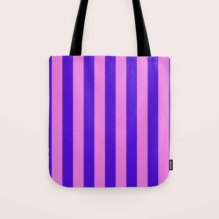 Vivid Stripes Pink and Blue Pattern Tote Bag Gallery Image 1