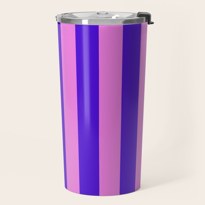 Vivid Stripes Pink and Blue Pattern Travel Mug Gallery Image 2