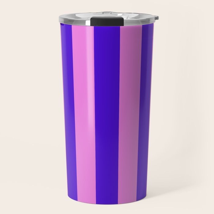 Vivid Stripes Pink and Blue Pattern Travel Mug Gallery Image 1
