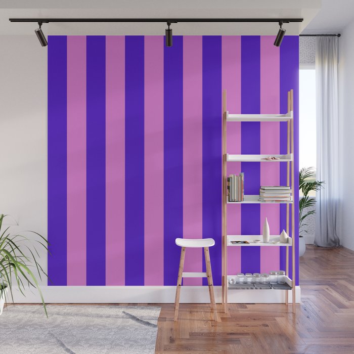 Vivid Stripes Pink and Blue Pattern Wall Mural Gallery Image 1
