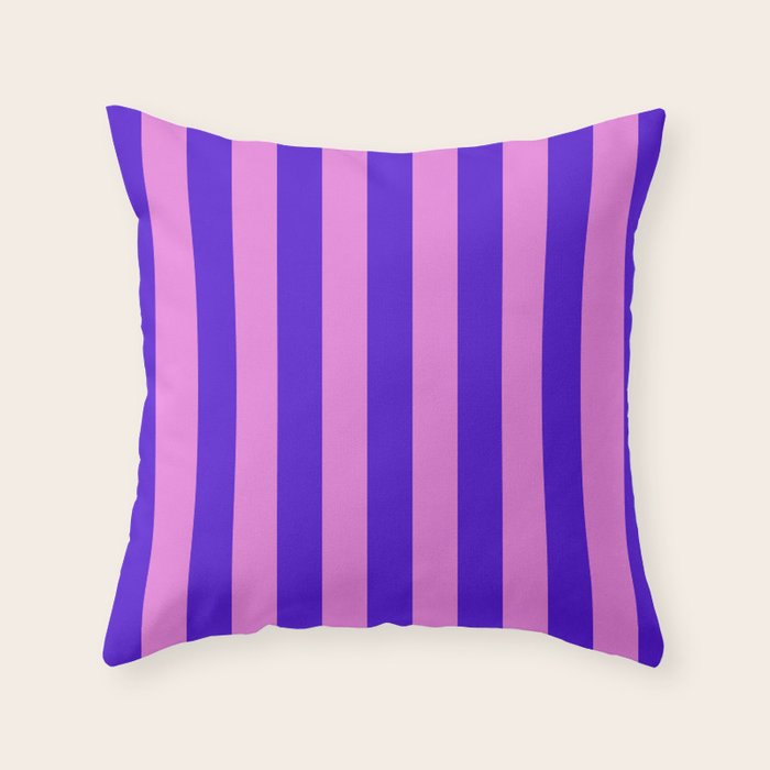 Vivid Stripes Pink and Blue Pattern Throw Pillow Gallery Image 1