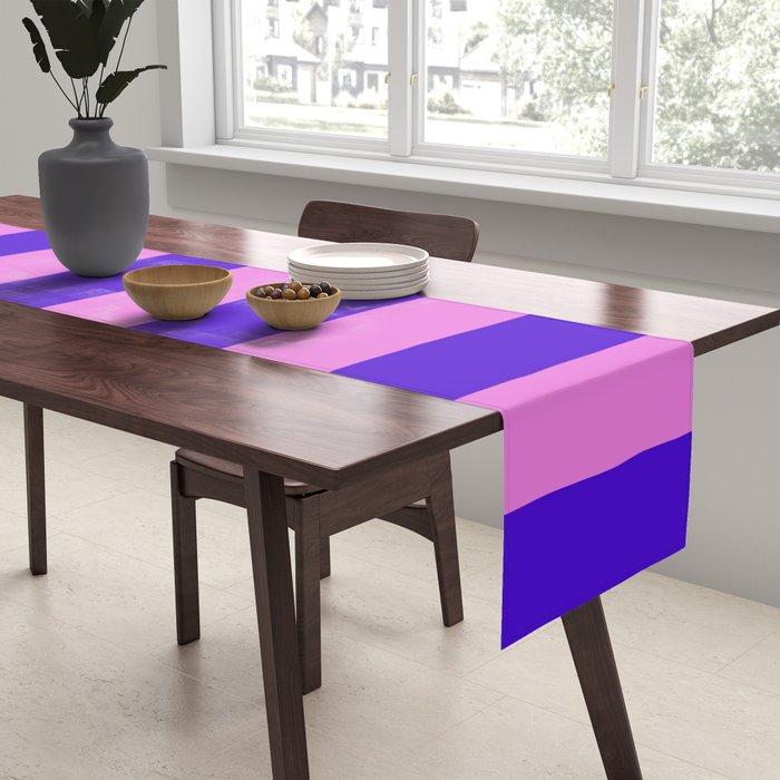 Vivid Stripes Pink and Blue Pattern Table Runner Gallery Image 2