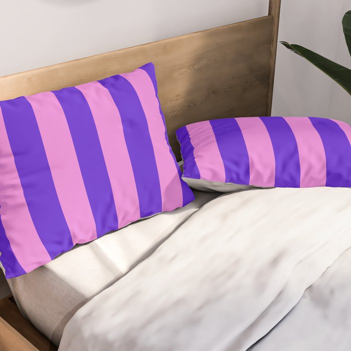 Vivid Stripes Pink and Blue Pattern Pillow Sham Gallery Image 2