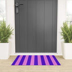 Vivid Stripes Pink and Blue Pattern Welcome Mat Gallery Image 3