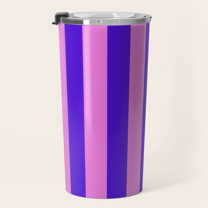Vivid Stripes Pink and Blue Pattern Travel Mug Gallery Image 3