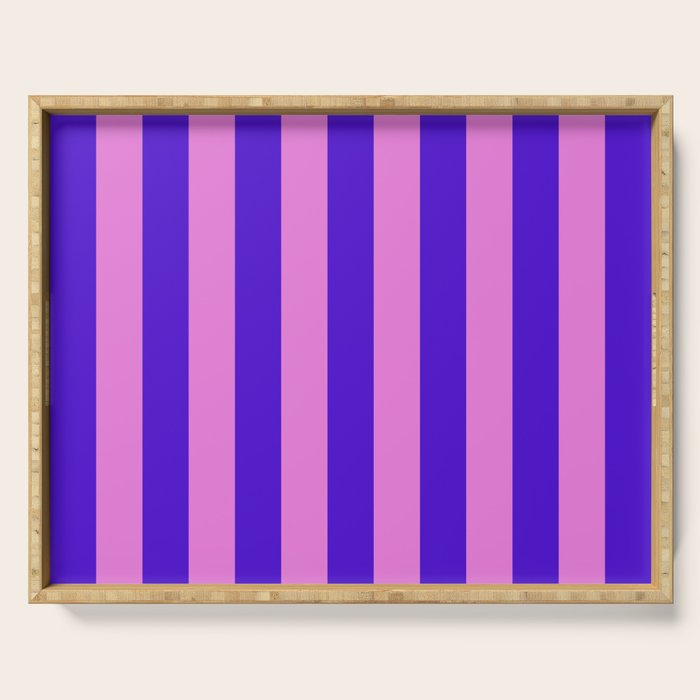 Vivid Stripes Pink and Blue Pattern Serving Tray Gallery Image 1